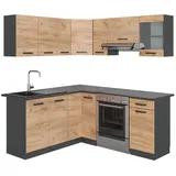 Vicco Winkelküche L-Form 187 x 167 cm Anthrazit/Goldkraft Eiche