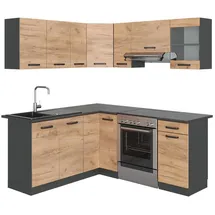 Vicco Winkelküche L-Form 187 x 167 cm Anthrazit/Goldkraft Eiche