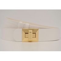 AnnaMatoni Ledergürtel, mit goldener Schließe, weiß