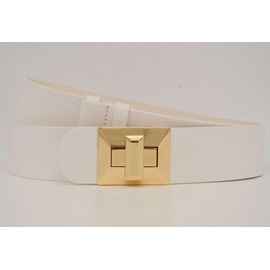 AnnaMatoni Ledergürtel, mit goldener Schließe, weiß