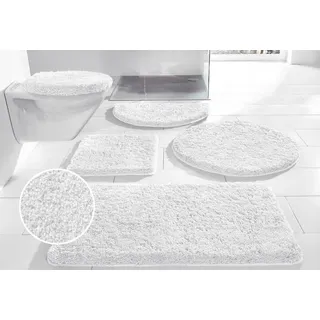 my home Badematte Sanremo, Badvorleger, Badezimmer Teppich, sehr weich, Höhe 30 mm, rutschhemmend beschichtet, fußbodenheizungsgeeignet, schnell trocknend, Polyester, rund, Badteppich, unifarben, rechteckig, rund & als 3-tlg. Set erhältlich weiß rund | Ø 80 cm x 30 mm