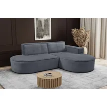 kaiser möbel Modernes L-förmiges Designer-Ecksofa Modena Soft Dunkelgrau Rechts