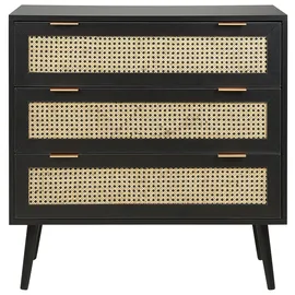 Beliani OPOCO 80 x 80 x 40 cm Schwarz / Beige Rattan