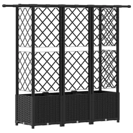 vidaXL Hochbeet mit Rankgitter und Dach 163,5 x 40 x 138 cm Schwarz