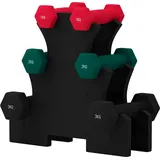 SPORTNOW Kurzhantelset hexagonal insgesamt 12 kg - inklusive Hantelständer - für Krafttraining, 6 Hanteln - 2 x 1kg, 2 x 2kg, 2 x 3kg   Aosom