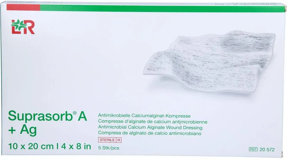 SUPRASORB A+Ag Antimik.Cal.Alginat Kompr.10x20 cm 5 St