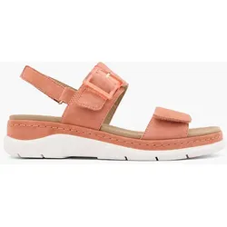 Leder Komfort Keilsandalette - Damen - orange