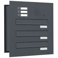 AL Briefkastensysteme Durchwurfbriefkasten 3er Anthrazit inkl. Zeitungsfach