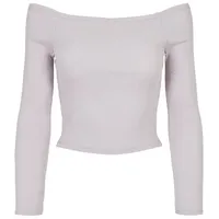 URBAN CLASSICS Ladies Off Shoulder Rib Longsleeve in Violet,