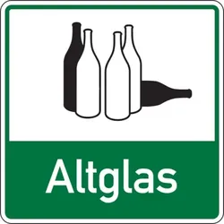 Aufkleber Abfallkennzeichen, Altglas, grün - 100 x 100 mm Folie selbstklebend
