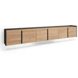 SKRAUT HOME Lowboard 309x50 cm Eiche Schwarz Holzwerkstoff