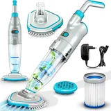 Poolsauger Mit Akku - Bis Zu 15 M3 Pool Bodensauger Elektrisch Poolreiniger Mit Filter & 2-geschwindigkeits-system Handsauger Reinigungsset Kabellos - Tillvex