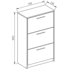 Vicco Gizmo 59 x 105 x 22 cm 3 Schubladen hochglanz / weiß