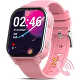 PTHTECHUS Uhr Kinder 4G, Armbanduhr Kinder mit Videoanruf, WiFi/GPS Tracker/Bluetooth Musik Schulmodus SOS Wecker, 900 MAh Lange Standby-Zeit, Kinder Smart Uhr für ab 5 Jahren, Helles rosa