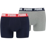 Puma Basic Boxershorts blue/grey melange M 2er Pack
