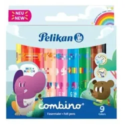 Fasermaler combino super 411, mit Tiermotiven, 9 Farben, 1 mm, sortiert