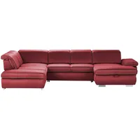 Lounge Collection Wohnlandschaft  mit verschiedenen Funktionen Amanda , rot , Maße (cm): B: 379 H: 85 T: 260