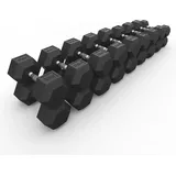 Hexagon Hantel Set | 10 kg - 30 kg ∣ Professioneller PVC Bezug schwarz No Size