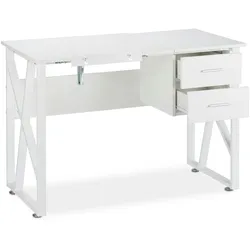 Relaxdays Schreibtisch neigbar, verstellbare Arbeitsfläche, Laptoptisch oder Zeichentisch, HBT 75x110x55cm, weiß