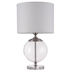 Casa Padrino Tischleuchte Silber / Creme Ø 30 x H. 52 cm - Moderne Tischlampe mit Metallrahmen und glasgeblasenem Zierelement