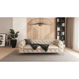 s-style möbel CHESTERFIELD-SOFA 3-Sitzer Vertex Beige Samt