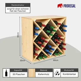 Proregal Weinregal 60 x 60 x 30 cm Natur