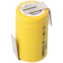 AccuCell 1/2AA Akku mit 1,2 Volt Spannung und 600mAh Kapazität mit Lötfahnen Z-Form, 25,5 x 14,5 mm