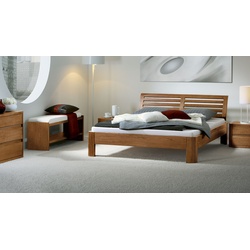 Holz-Doppelbett Barcelona - 200x200 cm - Eiche cognac - Fußhöhe 20 cm