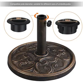Yaheetech Schirmständer Metall bis 48 mm Bronze