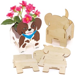 Hunde Blumentopf aus Holz  (pro Set 3) Basteln mit Holz