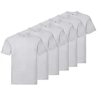 FRUIT OF THE LOOM T-Shirt, sechs Stück in unterschiedlicher Farbkomination (Packung, 6-tlg., 6er-Pack) mit Rundhalsausschnitt grau S (44/46)
