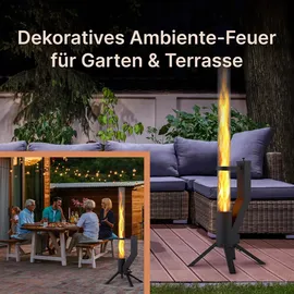 gardenflare Feuerrohr – Edelstahl Feuersäule und Pelletfackel für Terrasse Garten Schwarz,