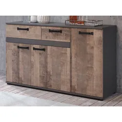 Sideboard "Stripe" in Eiche Tabak und Matera grau Kommode 142 x 83 cm