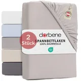 DarBene® Spannbettlaken 180x200cm VORTEILSPACKUNG Jersey Baumwolle, Bettlaken 180x200, Leintuch Oeko-TEX zertifiziertes Spannbetttuch 180x200 cm, Spannleintuch 180x200, Bettbezug, Hellgrau