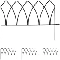 Relaxdays Beetzaun Metall, HxB je 29,5x43,5 cm, Garten Beeteinfassung zum Stecken, 4 Zaunelemente, Bogen-Optik, schwarz