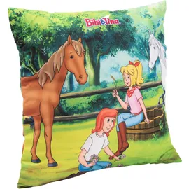 UNITED LABELS Bibi und Tina - Pferde Dekokissen 30 x 30 cm Mehrfarbig