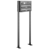 AL Briefkastensysteme Briefkasten Premium Edelstahl Stand Anlage mit Klingeln, Post A4, modern, robust, wetterfest, Artikelnummer: 132V2S1KS