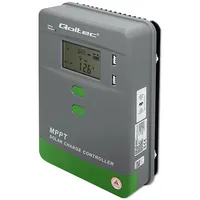 Qoltec Solar MPPT Laderegler mit Temperatursensor 30A |12V / 24V | LCD | 2 x USB | Bluetooth | APP | GEL | LiFePO4