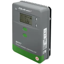 Qoltec Solar MPPT Laderegler mit Temperatursensor 30A |12V / 24V | LCD | 2 x USB | Bluetooth | APP | GEL | LiFePO4