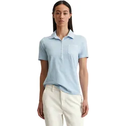 Poloshirt MARC O'POLO, Damen, Gr. XL, smooth sky, Jersey, Obermaterial: 100% Baumwolle, casual, Kurzarm, Shirts, in überwaschener Optik