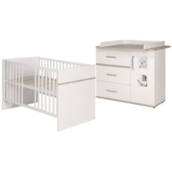 roba® Babyzimmer-Komplettset Moritz, (2-teilig), Baby-/Kinderbett 70x140 & Wickelkommode breit, weiß/Luna Elm weiß