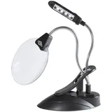 Wedo Tischlupe mit LED Lampe, Kunststoff Linse Ø 10,2 cm, 2 fach / 4 fach Vergrößerung, 2-/4-fach, schwarz