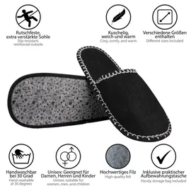 Onvaya ONVAYA® ABS Gästepantoffel | Eule | schwarz | 6er Set | Antirutsch Sohle | Hausschuhe | Filzpantoffel | 36-45 | verschiedene Farben | - Schwarz