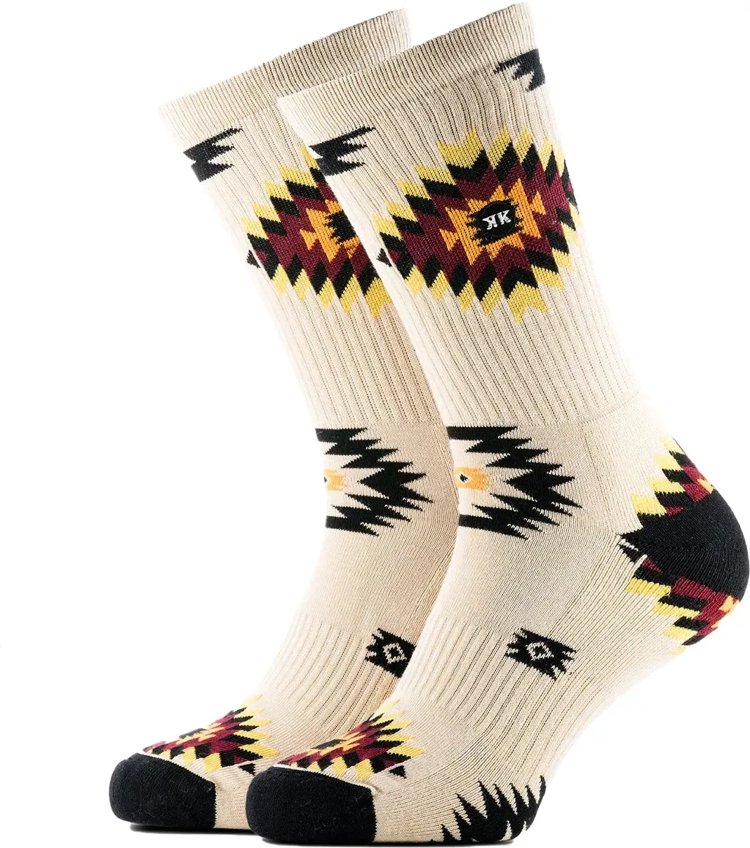 Rokker Kelim Rokk, Socken Unisex - Beige/Rot/Schwarz - 44-47 EU