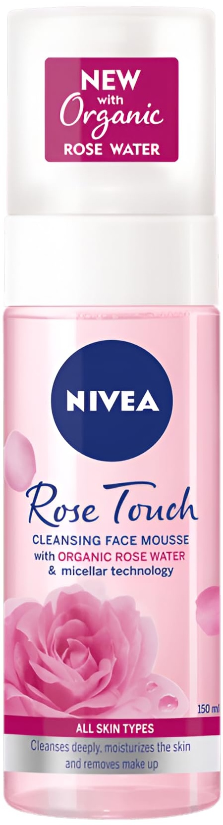 NIVEA Cleansing Face Mousse Rose Touch, 150ML (PACK OF 2) Bio Rose Water, Micellar Technology for Smooth and Hydrated Skin with Delicate Scent 2 x 150 ml