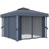 vidaXL Pavillon mit Vorhang 3x3 m Anthrazit Aluminium