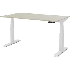 assmann büromöbel ASSMANN Elektrisch höhenverstellbarer Kinderschreibtisch JUNIOR Eiche Polar Weiß, 140x80cm, Memoryfunktion, Kollisionsschutz, 2-fach-Motorik - Weiß/Beige