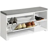 SoBuy Schuhbank 90 x 46 x 24 cm weiß / weiß