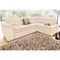 Ecksofa COTTA "Leandra L-Form" Sofas Gr. B/H/T: 250cm x 88cm x 90cm, Kunstleder SOFTLUX, Ottomane rechts, mit Bettfunktion-mit Bettkasten, beige (creme) wahlweise mit Bettfunktion und Bettkasten