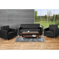 3-1-1 Sofagarnitur Kunda, Couch Loungesofa Kunstleder, Metall-Füße schwarz